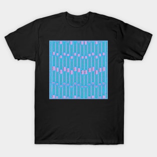 Pretty pink and blue pattern. Abstract geometric design in blue, pink and black with dots. T-Shirt